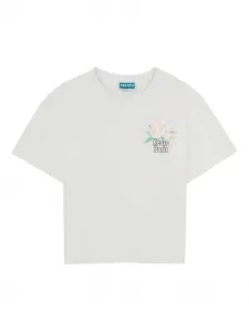 Футболка с цветочным декором Kenzo Kids, нейтральный