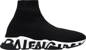 Кроссовки Balenciaga Speed Sneaker Midsole Graffiti - Black White, черный