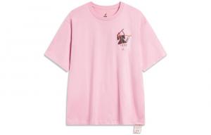 Футболка LiNing Badfive с приспущенными плечами и рукавами, унисекс, розовый цвет Blossom Pink