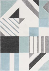 Ковер SAFAVIEH, 79 x 153 см, Hollywood Collection, Ivory & Aqua, дизайн в стиле Mid-Century Modern, без линьки и простой в уходе, идеален для помещений с высокой проходимостью: гостиная, спальня, столовая (HLW709C-3)