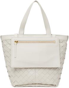 Маленькая белая сумка с откидным клапаном Bottega Veneta