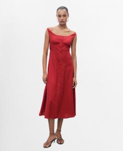 Женское платье миди на пуговицах MANGO, Dark Orange