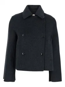 Двубортная куртка с расклешенными рукавами Semicouture, серый