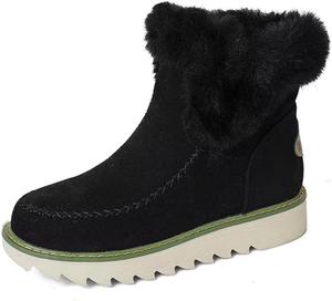 Женские теплые зимние ботинки JOEupin с меховой подкладкой, водонепроницаемые, легкие, противоскользящие, на щиколотку, Black