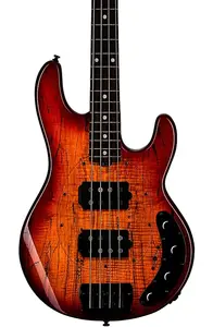 Бас-гитара Sterling StingRay HH RAY34HH с 4 струнами, корпус из сплэткового клена, гриф из палисандра, цвет Blood Orange Burst