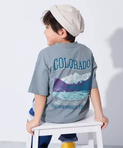 Футболка с коротким рукавом, 100% хлопок, с крупным силуэтом лабрадора Devirock, цвет 013-Mountain-Dusty Blue