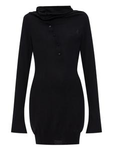 Мини-платье Attico с воротником-стойкой и застежкой на пуговицы The Attico, черный