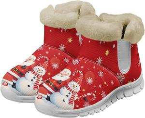 Женские зимние ботинки на снег с теплой меховой подкладкой, удобные, противоскользящие, уличные короткие ботильоны, утолщенные, размеры 36-41 Qoiuvncy, Snowflake Snowmen