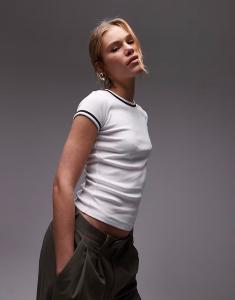 Контрастная повседневная футболка Topshop белого цвета