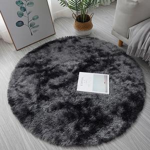 Budis Ковер 180х180 см для спальни/гостиной INS Nordic Style Tie-Dye, круглый, с длинным ворсом, в серых тонах Nebula Gray
