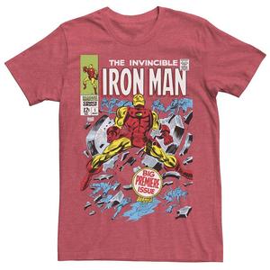 Мужская классическая футболка с рисунком комиксов Marvel Avengers Iron Man, большой премьерный выпуск, цвет Red Heather