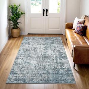 Ковер Soalmost Washable для спальни, 153х92 см, синий/серый