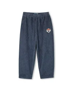 Бархатные детские брюки с эластичным поясом Kenzo Kids, темно-синий