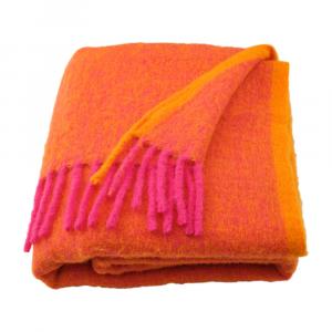 Плед Ikea Klippoxel, 130x170, оранжевый/розовый