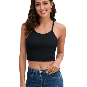 Женский топ-бюстье с ребристой вязкой и тонкими бретелями Clearflower, Black