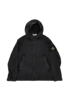 Куртка на молнии с капюшоном Stone Island Junior, черный
