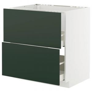 Базовая кабина с мойкой+2 фасада/2 ящика METOD/MAXIMERA IKEA, 80x60x80 см, цвет white/havstorp deep green
