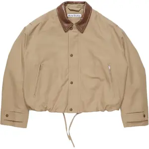 Acne Studios Кожаная куртка с воротником, Khaki