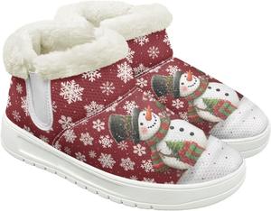 Рождественские ботильоны JoyLamoria для женщин, походные зимние ботинки, утепленные короткие уличные, Snowman Snowflake Print