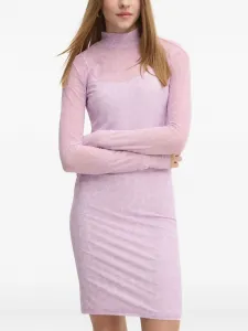 Мини-платье с длинными рукавами и высоким воротом Hugo, фиолетовый