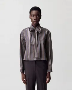 Женская блузка с бантом и полосками Claudie Pierlot, серый