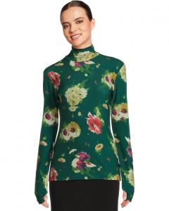 Женская водолазка Norma Kamali Slim Fit с длинным рукавом, Floral Green Multi