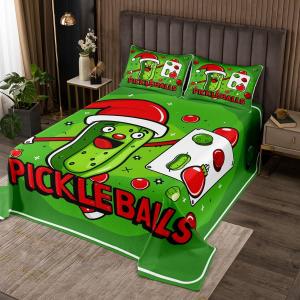 Erosebridal Рождественский комплект постельного белья Pickleball Quilts с тематикой пиклбола, красно-зеленый праздничный дизайн, Green and Red