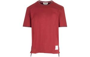 Футболка из хлопка с нашивкой логотипа THOM BROWNE, красная