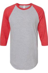 Футболка-реглан из тонкого джерси Tultex Unisex, цвет heather grey/ heather red