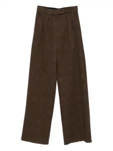 Брюки в клетку со складками MAX MARA, коричневый