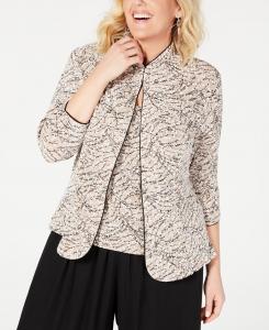 Куртка и топ с принтом больших размеров плюс размер Alex Evenings, бежевый