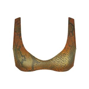 Купальник SKIMS Signature Swim Plunge Bikini, коричневый/зеленый