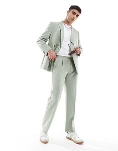 Прямые брюки ASOS DESIGN из фактурного шалфейно-зеленого цвета