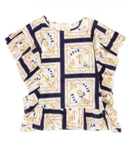 Кафтан из хлопка с принтом Monnalisa, разноцветный