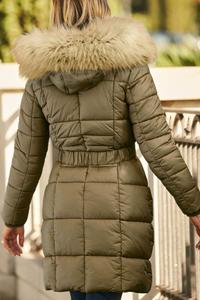 Стеганое длинное пальто Sosandar, зеленый