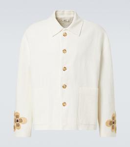 Жакет-букле из льна и хлопка с цветочным принтом Commas, белый