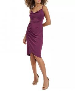 Женское облегающее платье без рукавов с воротником-хомутиком и сборками Siena, синий