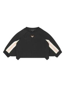 Укороченная толстовка с жаккардовым логотипом Emporio Armani Kids, синий