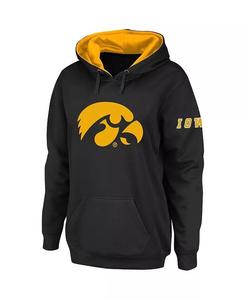 Женский черный пуловер с капюшоном с большим логотипом Iowa Hawkeyes Stadium Athletic, черный