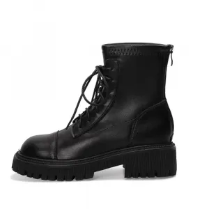 Xingdiman Черные утепленные короткие мартинсы женские, цвет Black Padded