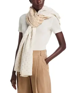 Плетеный шарф в горошек - эксклюзив Aqua, коричневый