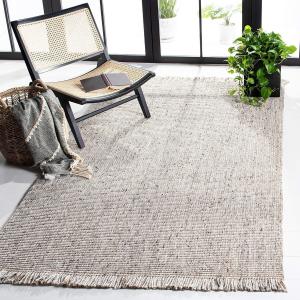 Ковер SAFAVIEH, 153 x 244 см, Natural Fiber Collection - Silver & Natural, ручное плетение с бахромой из джута, идеально для помещений с высокой проходимостью в гостиной, спальне (NF826G)