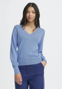 Свитер с v-образным вырезом bymmorla, ажурный B.Young, Della Robbia Blue Melange