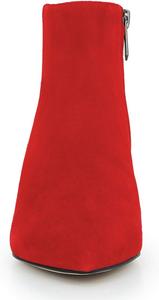 Женские ботильоны YDN с низким каблуком, остроконечным носком и молнией, Red