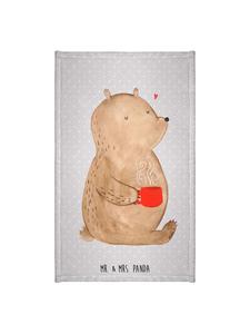 Mr. & Mrs. Panda Мини-полотенце с изображением медведя, на кофейную тематику, без слогана, пастельно-серого цвета