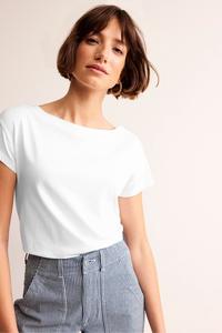 Футболка с супермягким вырезом лодочкой Boden, белый