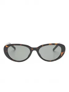 Солнцезащитные очки в овальной оправе Saint Laurent, коричневый