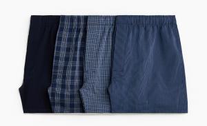 Комплект трусов H&M Woven Boxer, 4 предмета, темно-синий