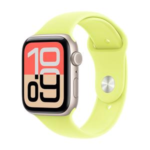Умные часы Apple Watch SE 3, 2025 (GPS + Cellular), 44 мм, Starlight Aluminum Case/Neon Yellow Sport Band - S/M