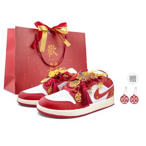 Jordan Air 1 устойчивые к истиранию низкие баскетбольные кроссовки Unisex Rouge Red